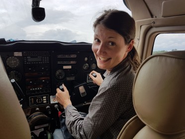 Pavlína Rojík Fulnečková v letadle na inspečkní cestě do národního parku South Luangwa